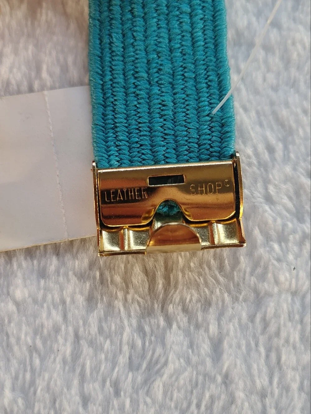 Braided Vintage Teal Elastic Waist Belt with Multicolor Accent